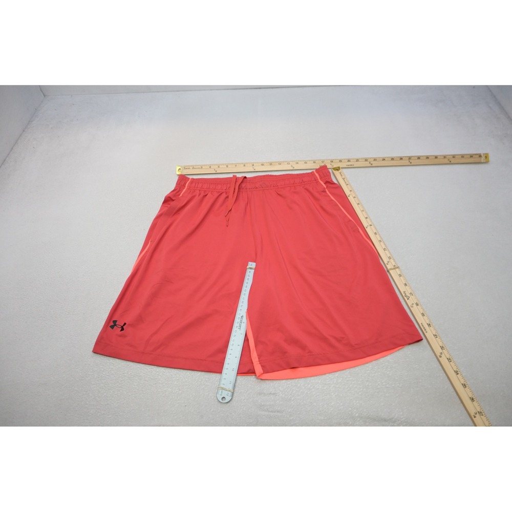 Under Armour Athletic Gym Shorts Mens XL Pink Orange Loose Fit Training EUC